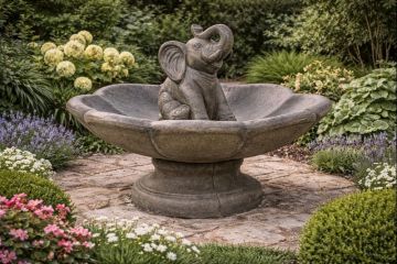 Large Lily / Elephant Concrete Water Fountain